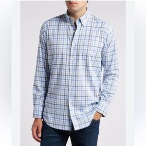 Peter Millar Multi-Blue Plaid Men's XL Button Down Shirt Long Sleeves NWT